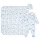 Boys White & Blue Toile de Jouy Babygrow Set, 1, hi-res
