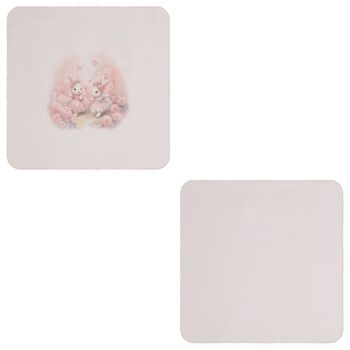 لفافة الموسلين للبنات بطبعة أرنب باللون الوردي ( قطعتين )