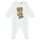 White Teddy Logo Babygrow, 2, hi-res