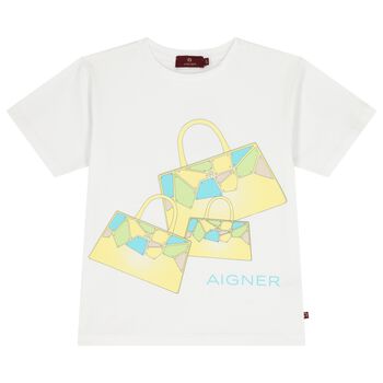 Girls White Logo Bag T-Shirt