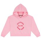 Girls Pink Logo Hooded Top, 1, hi-res