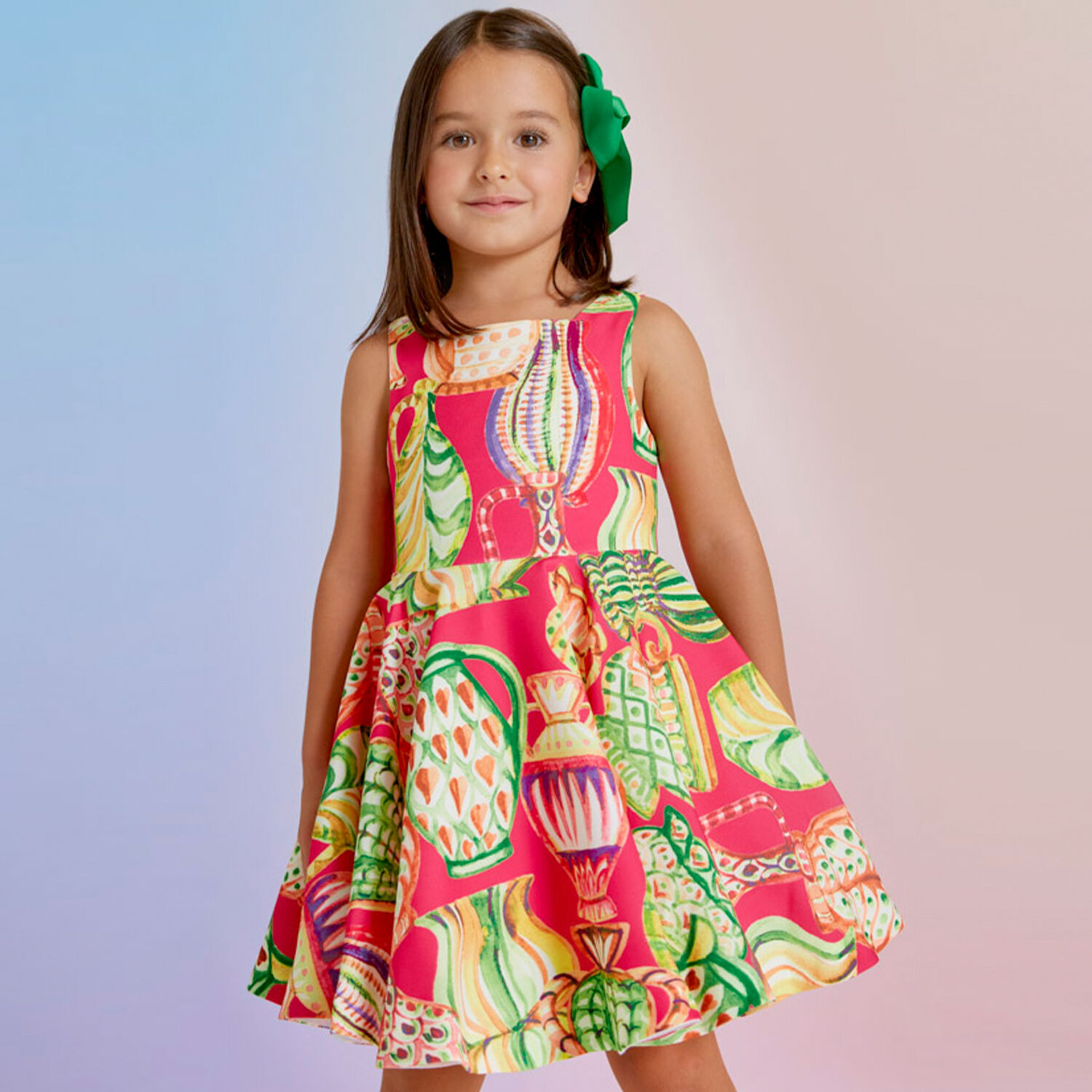 Girls Pink Pottery Dress, 1, hi-res image number null