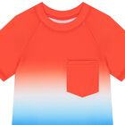 Boys Orange, Blue & White Rash Vest, 1, hi-res