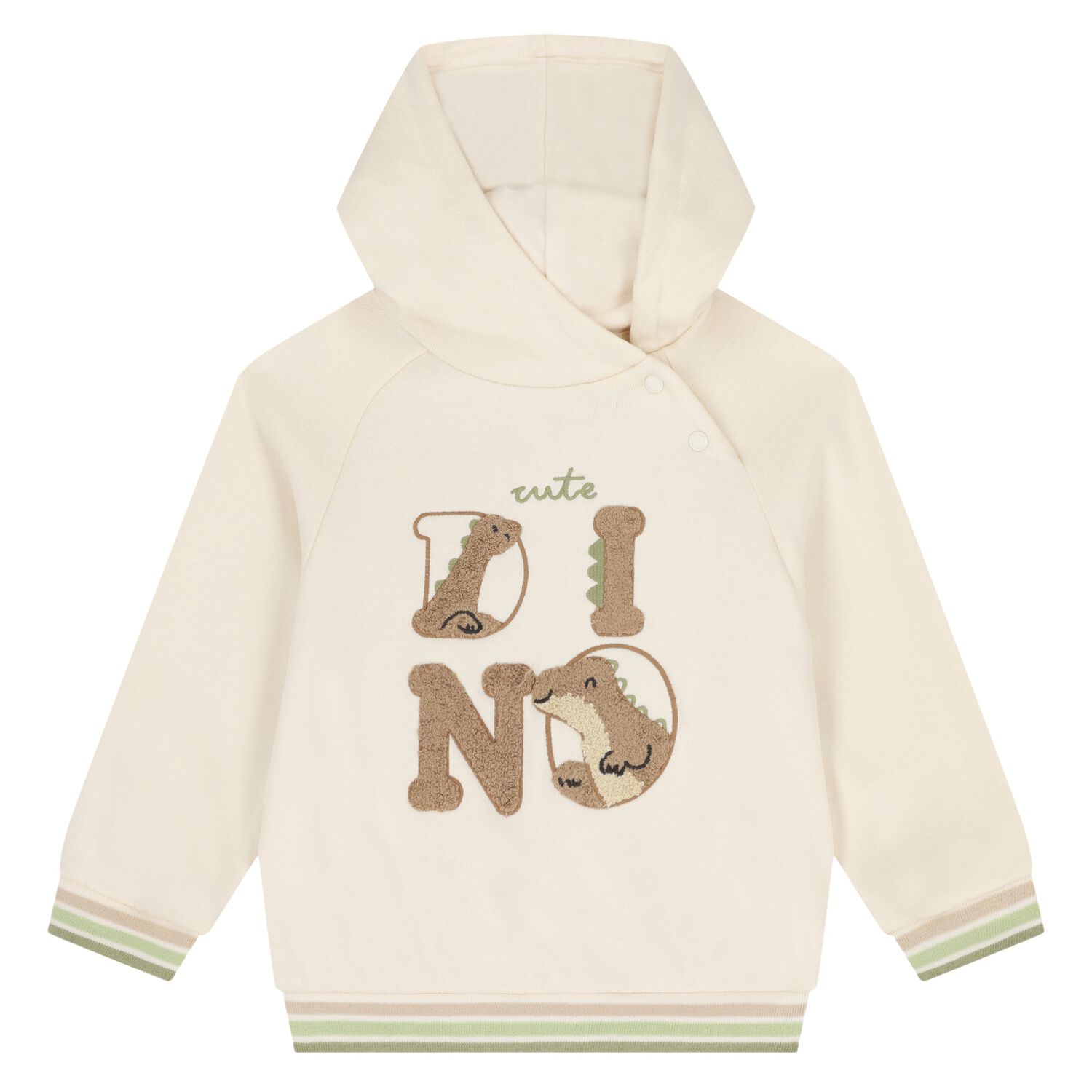 Younger Boys Ivory Dino Hooded Top, 1, hi-res