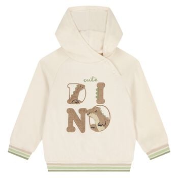 Younger Boys Ivory Dino Hooded Top