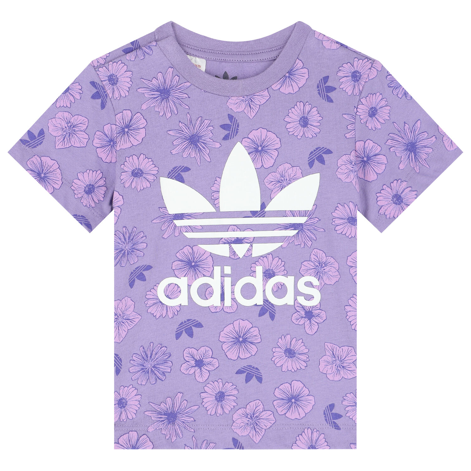 Girls Purple Trefoil Logo Shorts Set, 1, hi-res