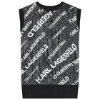 Girls Black & White Sequin Logo Dress, 1, hi-res