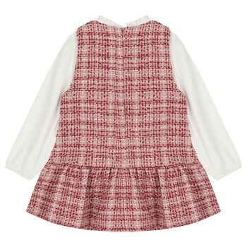 فستان بتصميم بينافور باللون الأبيض والوردي للبنات