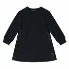 Girls Navy Logo Sweatshirt Dress, 1, hi-res