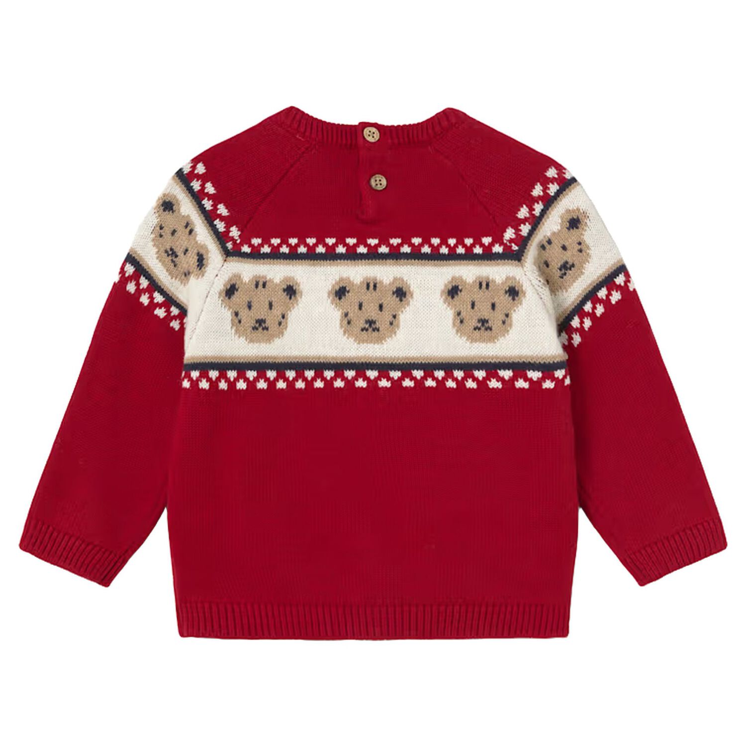 Younger Boys Red Teddy Bear Knitted Jumper, 2, hi-res