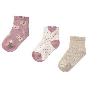 Younger Girls Beige, Ivory & Pink Socks ( 3 Pack )