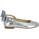 Girls Silver Bow Ballerina Shoes, 1, hi-res