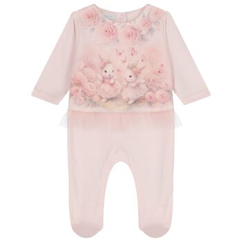 Baby Girls Pink Bunnies Babygrow