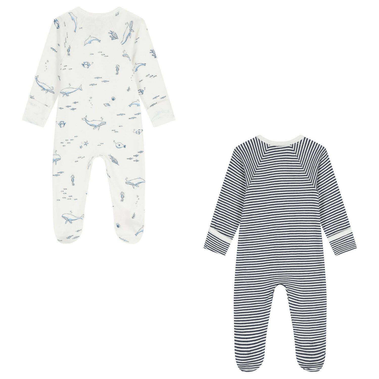 Baby Boys White & Navy Blue Babygrows ( 2 Pack ), 7, hi-res image number null