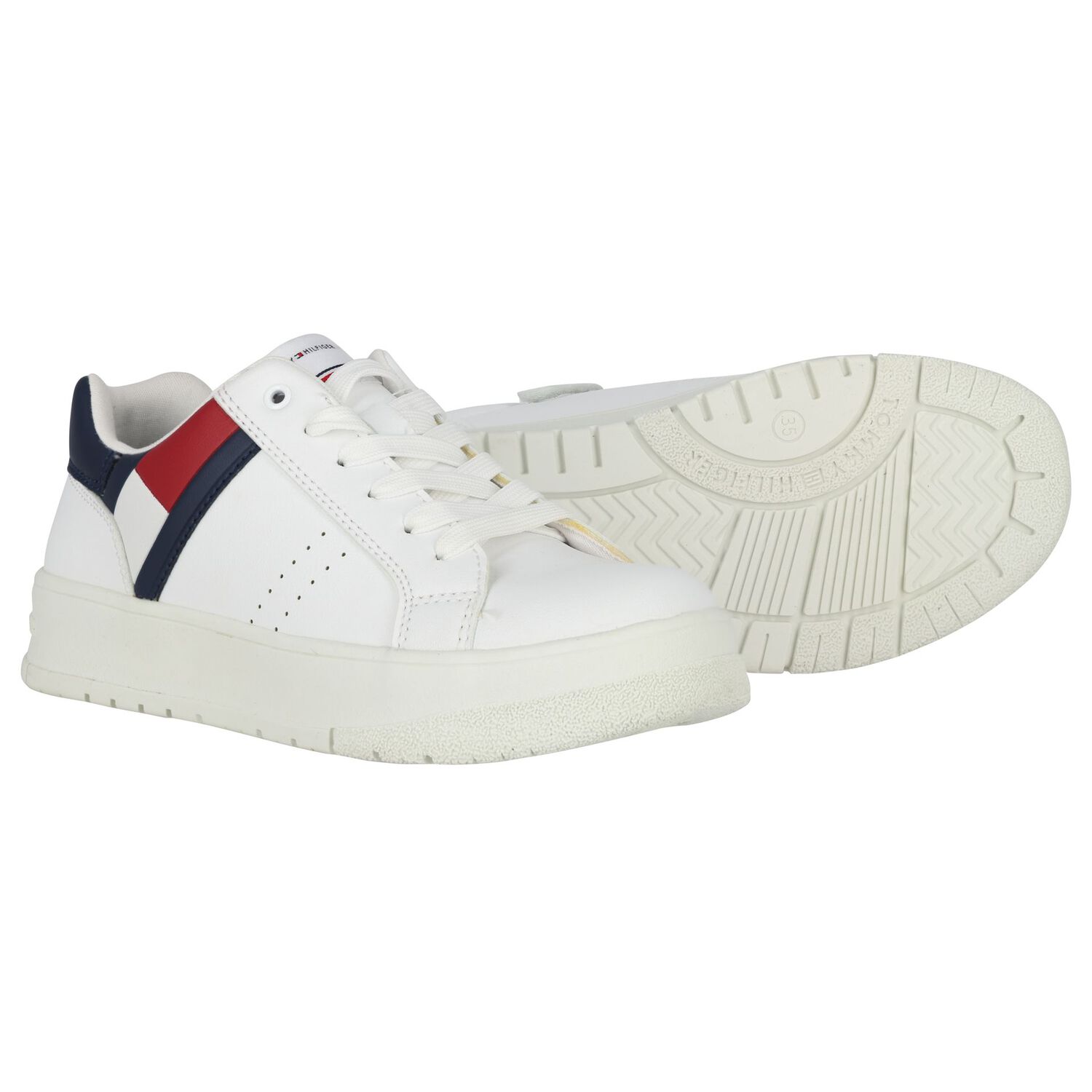 Boys White Logo Trainers, 1, hi-res