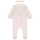 Baby Girls Ivory & Pink Floral Babygrow Set, 1, hi-res