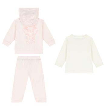 Girls Pink Elephant Baby Tracksuit Set
