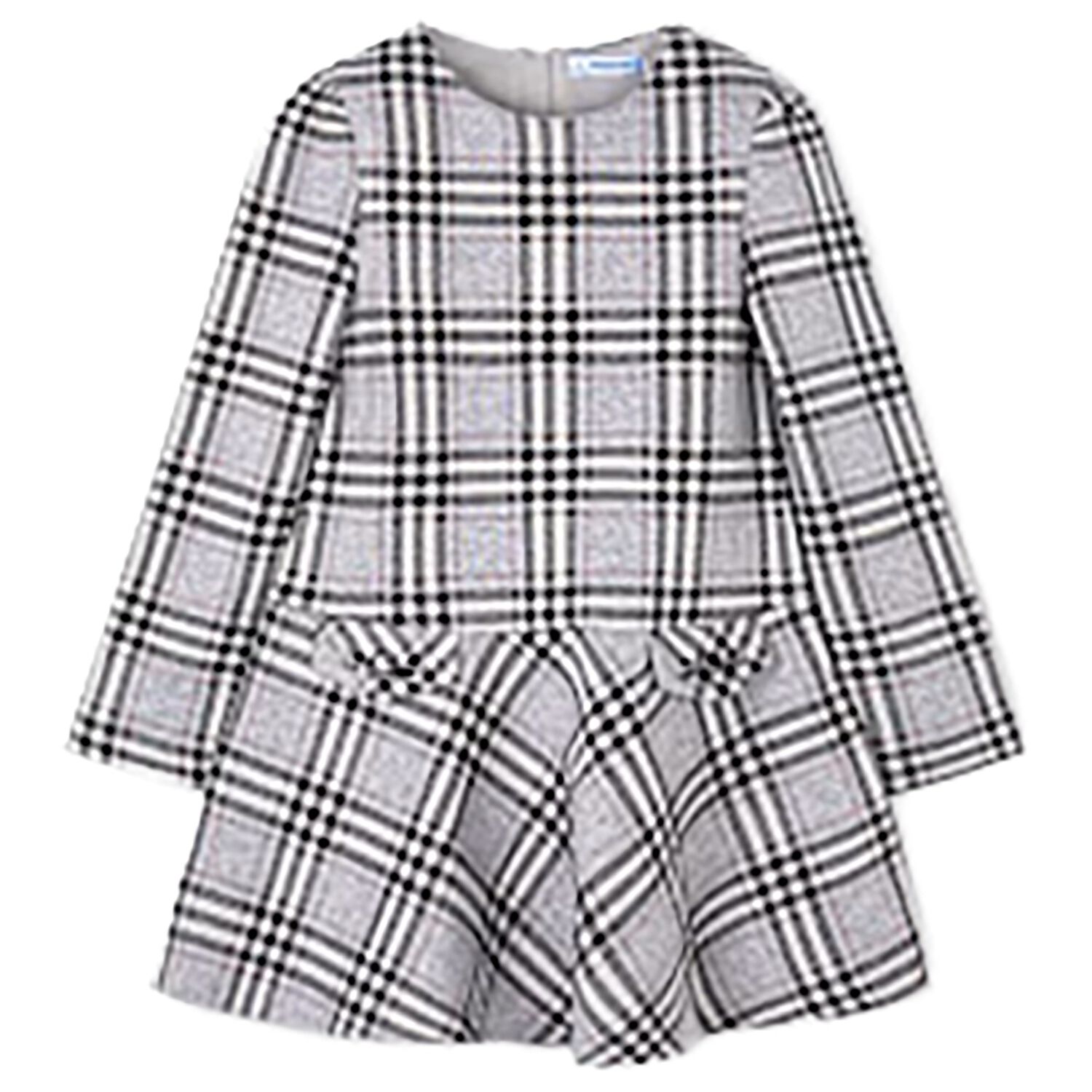 Girls Grey & Red Check Dress, 1, hi-res