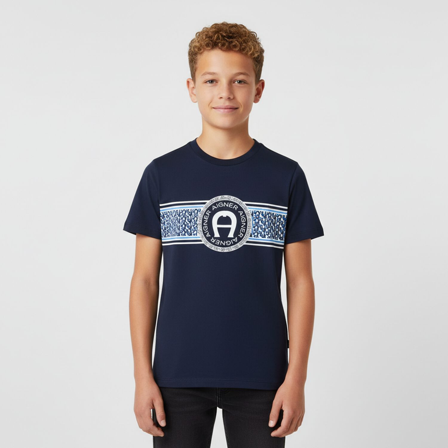 Boys Navy Blue Logo T-Shirt, 2, hi-res image number null