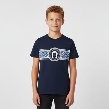 Boys Navy Blue Logo T-Shirt