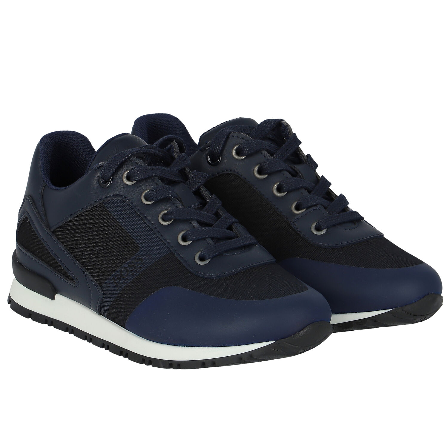Boys Navy Logo Trainers, 1, hi-res image number null