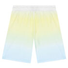 Boys Yellow & Blue Ombre Logo Shorts, 1, hi-res