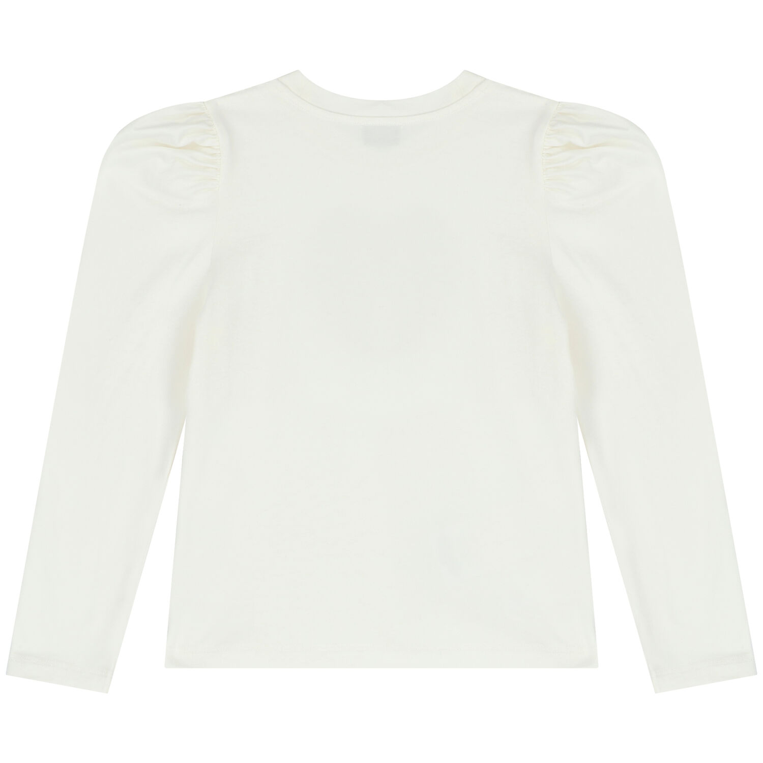 توب باكمام طويلة بالشعار باللون العاجي للبنات, 1, hi-res