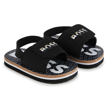 Boys Black Velcro Sandals