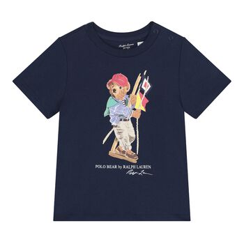 Baby Boys Navy Blue Polo Bear T-Shirt