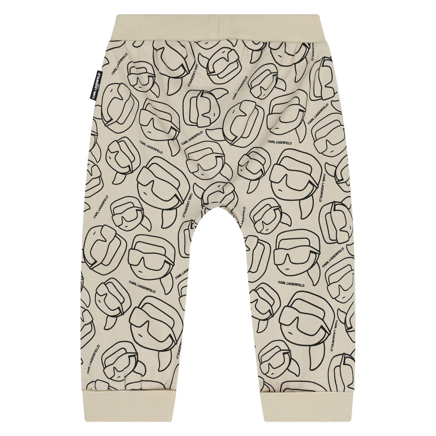 Younger Boys Ivory & Beige Ikonik Karl Tracksuit , 1, hi-res