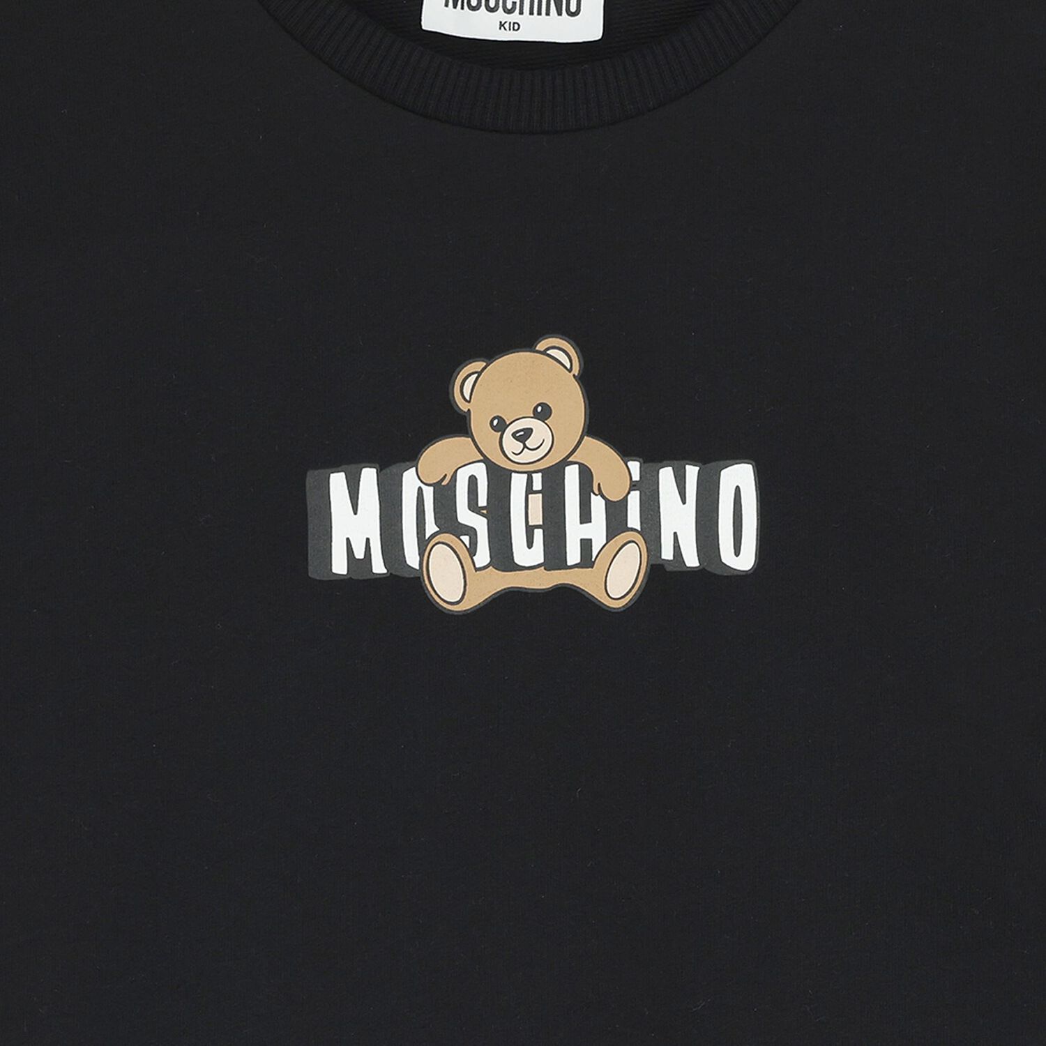 فستان بناتي أسود بشعار دب تيدي, 7, hi-res