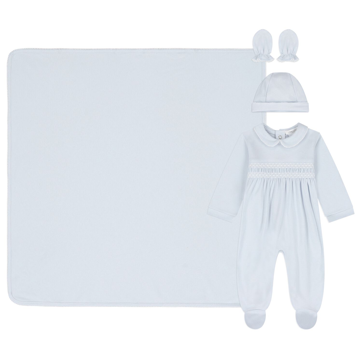 Baby Boys Blue Smocked Babygrow Gift Set, 1, hi-res