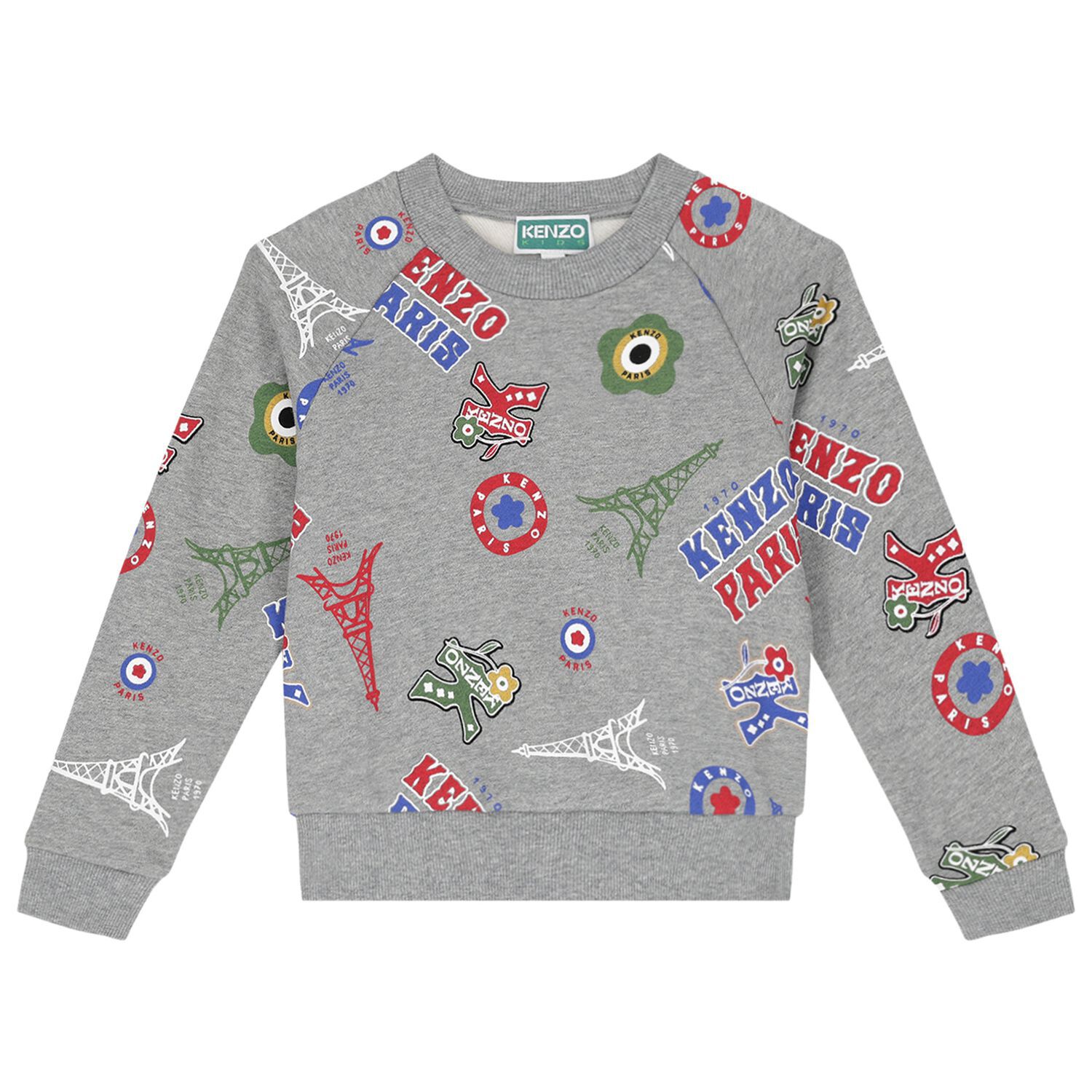 KENZO KIDS Boys Grey Logo Sweatshirt Junior Couture QA
