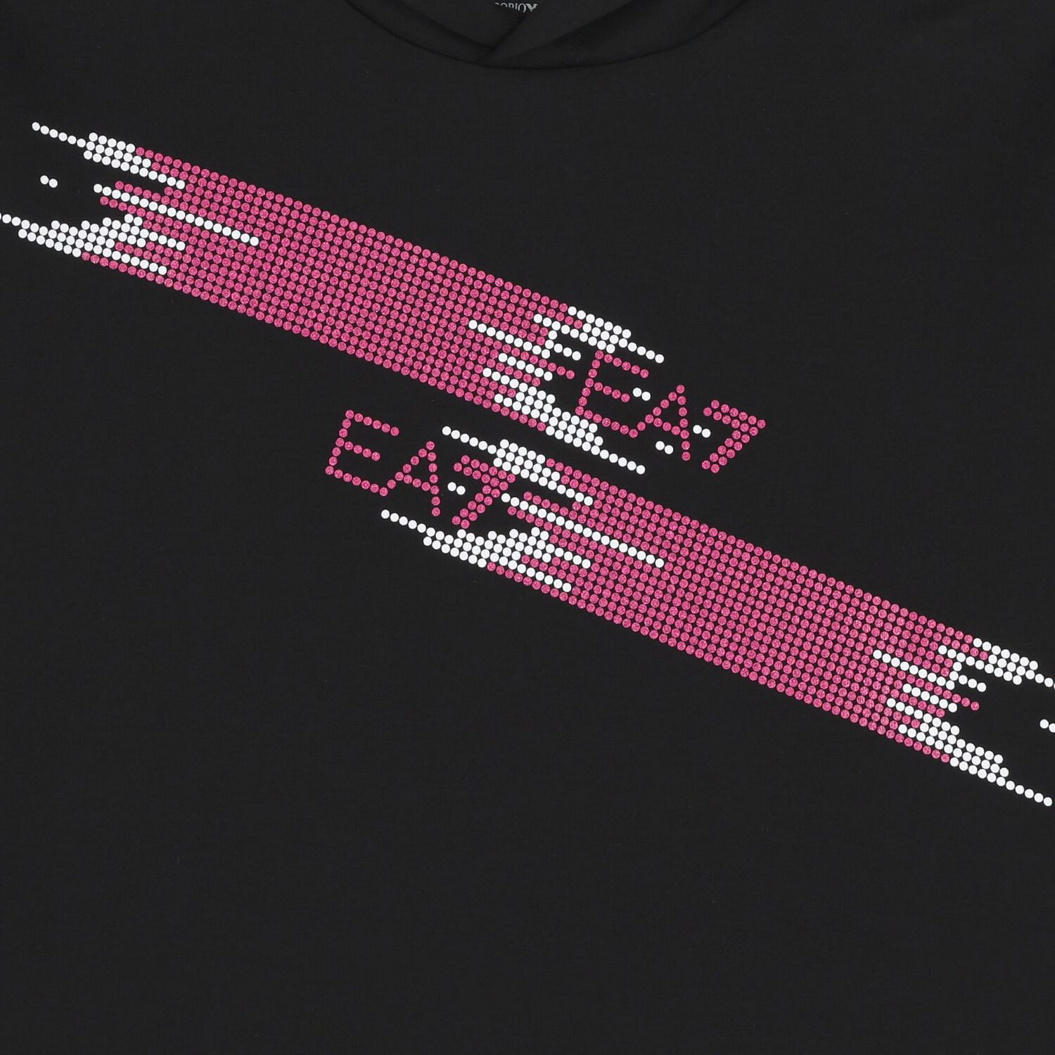 Girls Black Logo Hooded Top, 1, hi-res