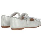 Girls Silver Bow Shoes, 2, hi-res