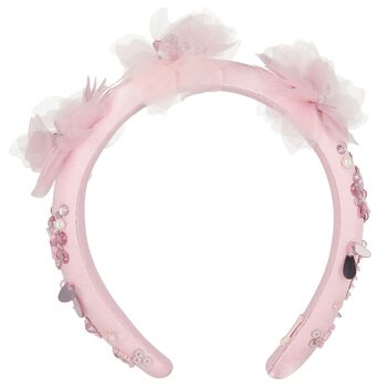 Girls Pink Flower Satin Headband