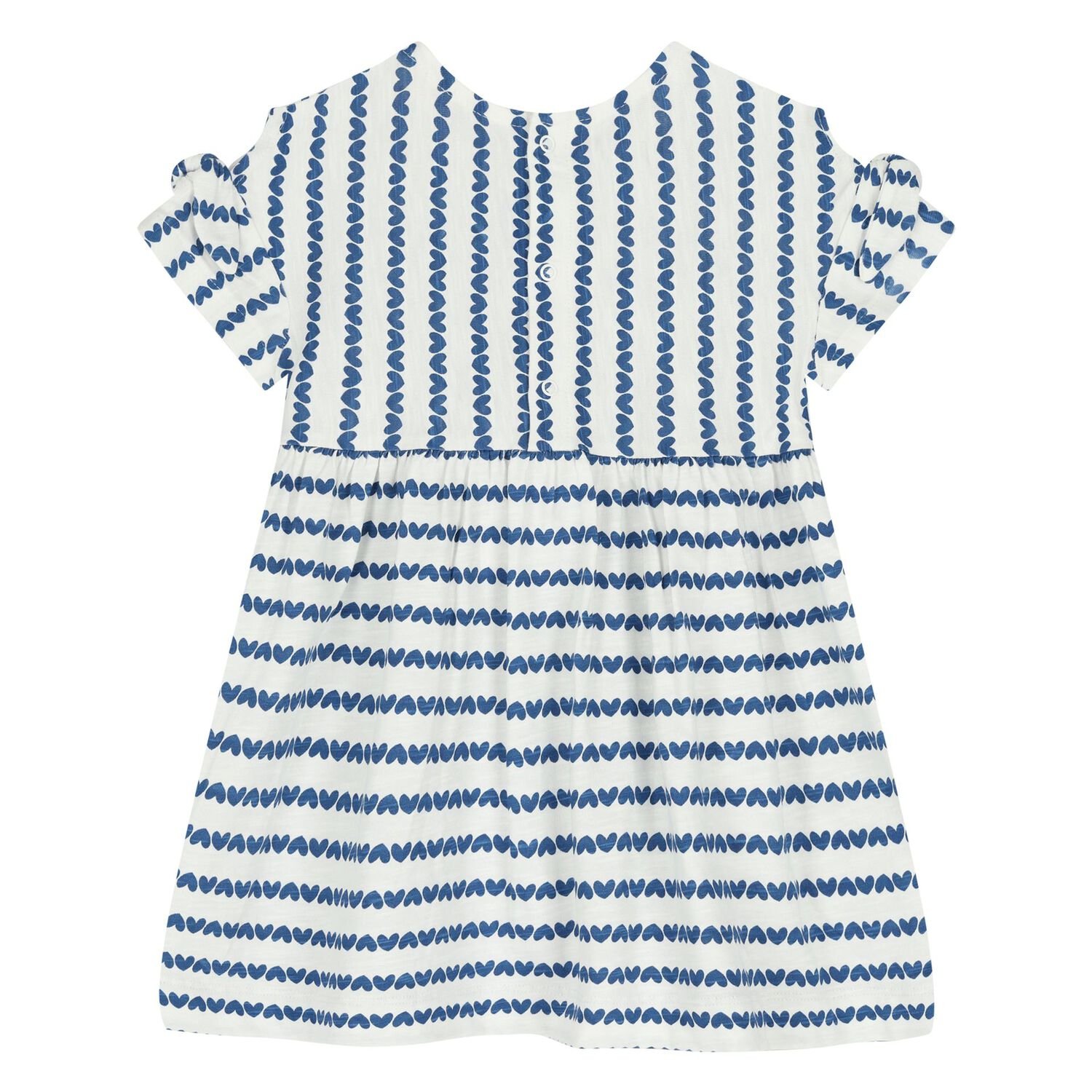 Younger Girls White & Blue Heart Dress & Bag Set, 1, hi-res