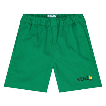 Younger Boys Green Logo Shorts