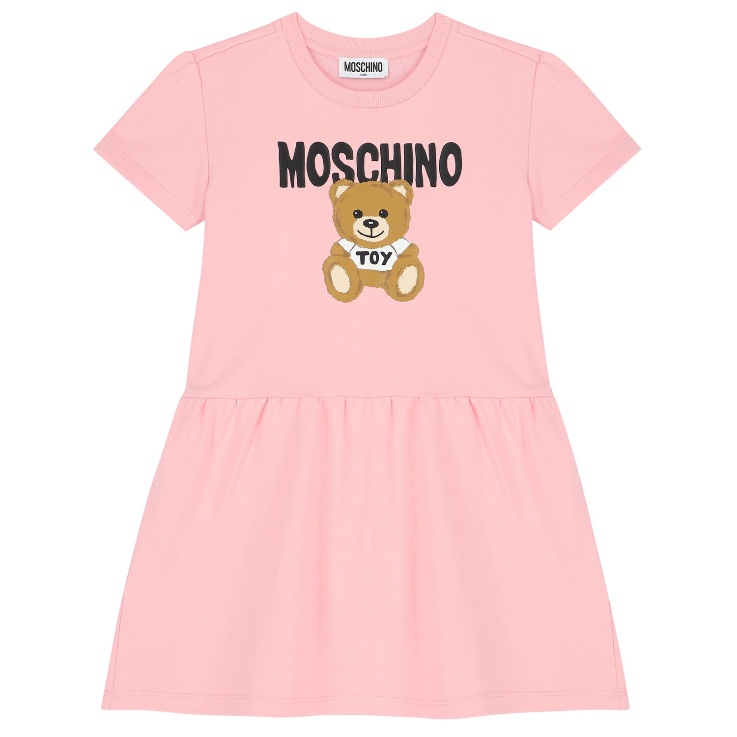 Girls Pink Teddy Bear Logo Dress, 1, hi-res