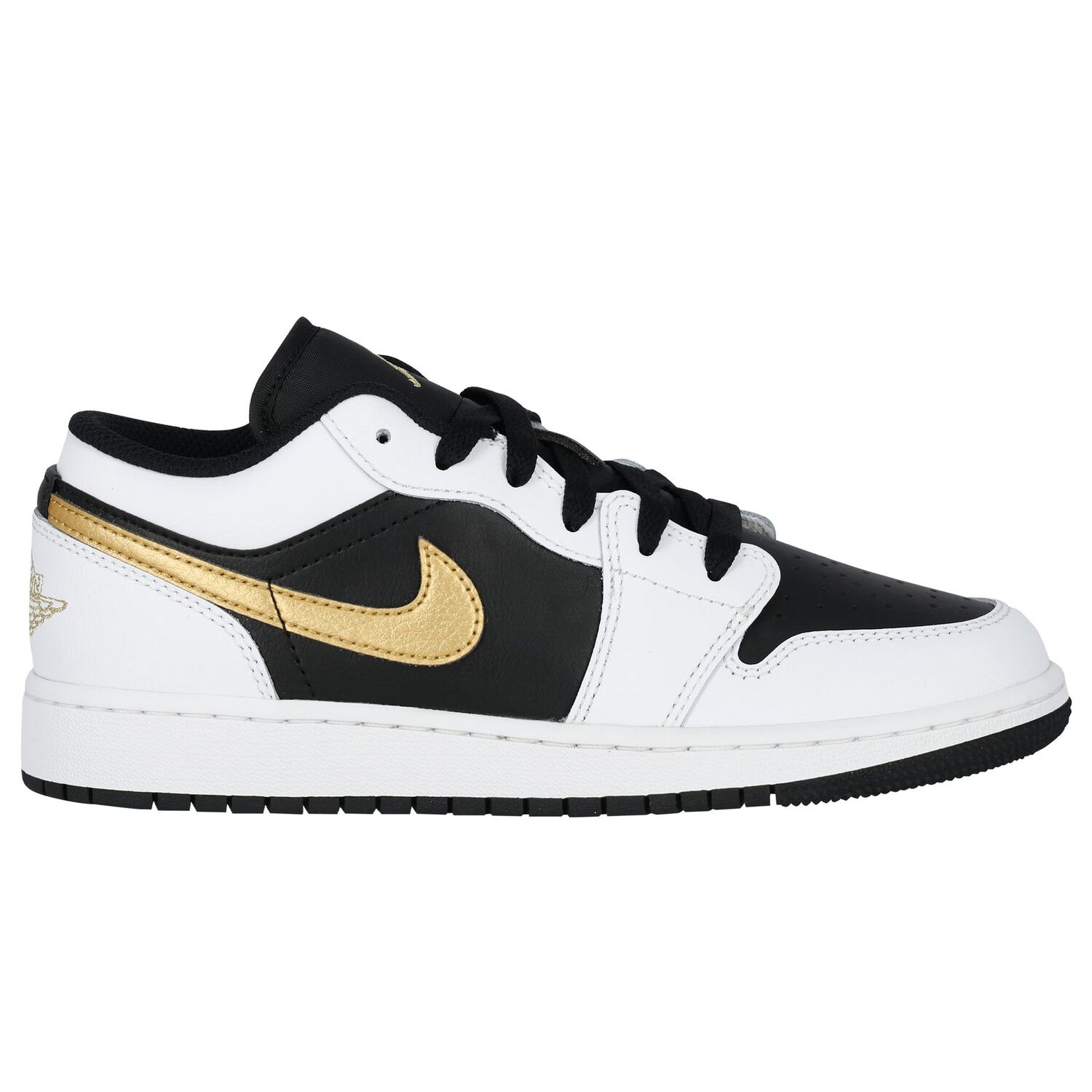Black, White & Gold Air Jordan 1 Low Trainers, 3, hi-res