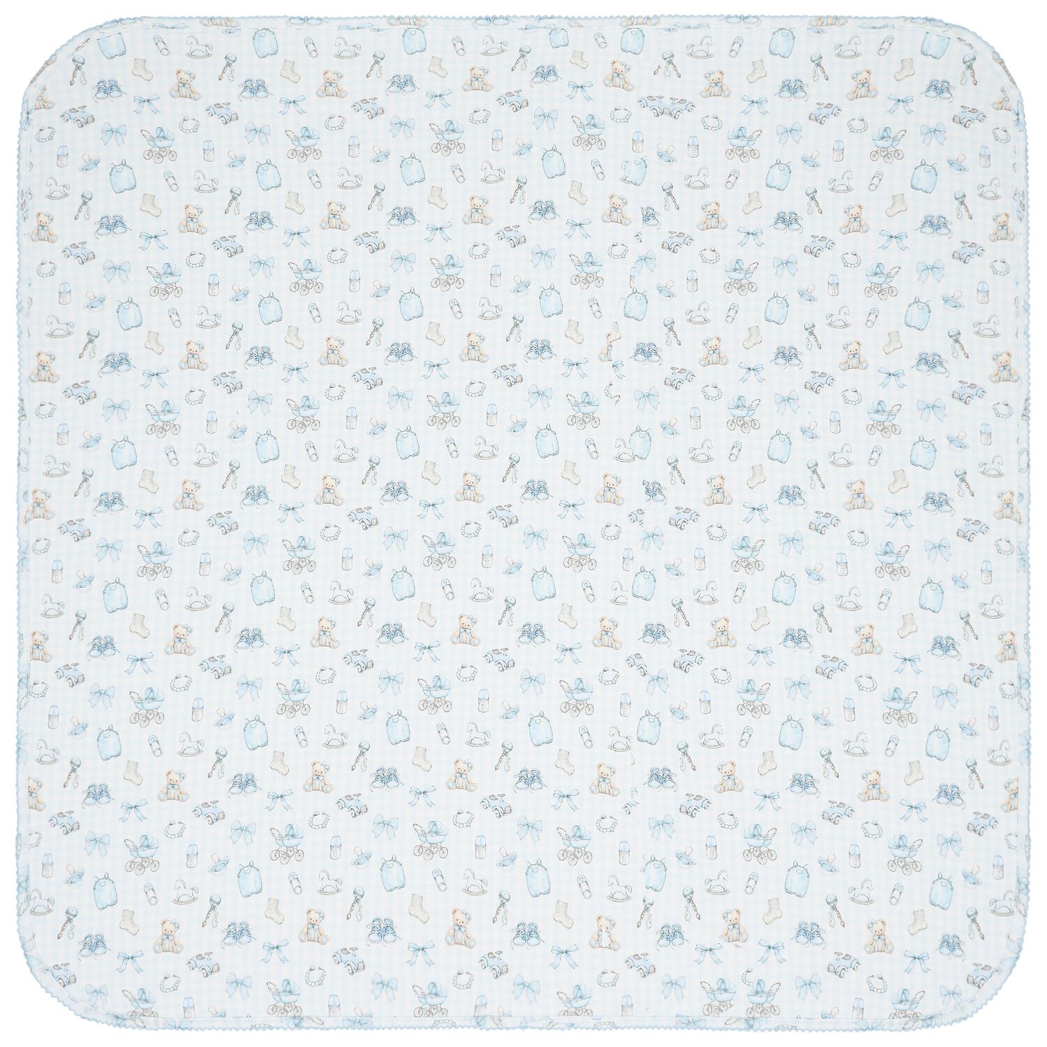 Blue Nursery Print Baby Blanket, 1, hi-res