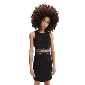 Girls Black Logo Sleeveless Top