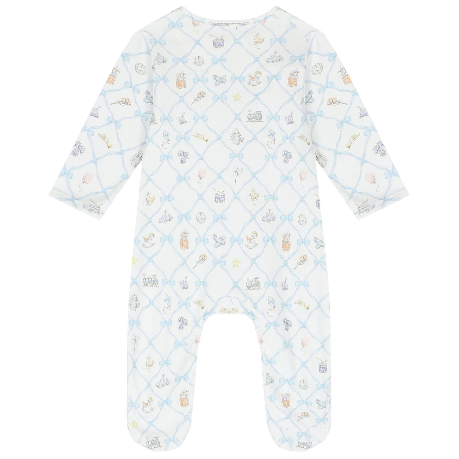 White & Blue Babygrow, 1, hi-res
