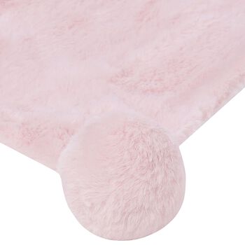 Baby Girls Pink Faux Fur & Pom-Pom Blanket