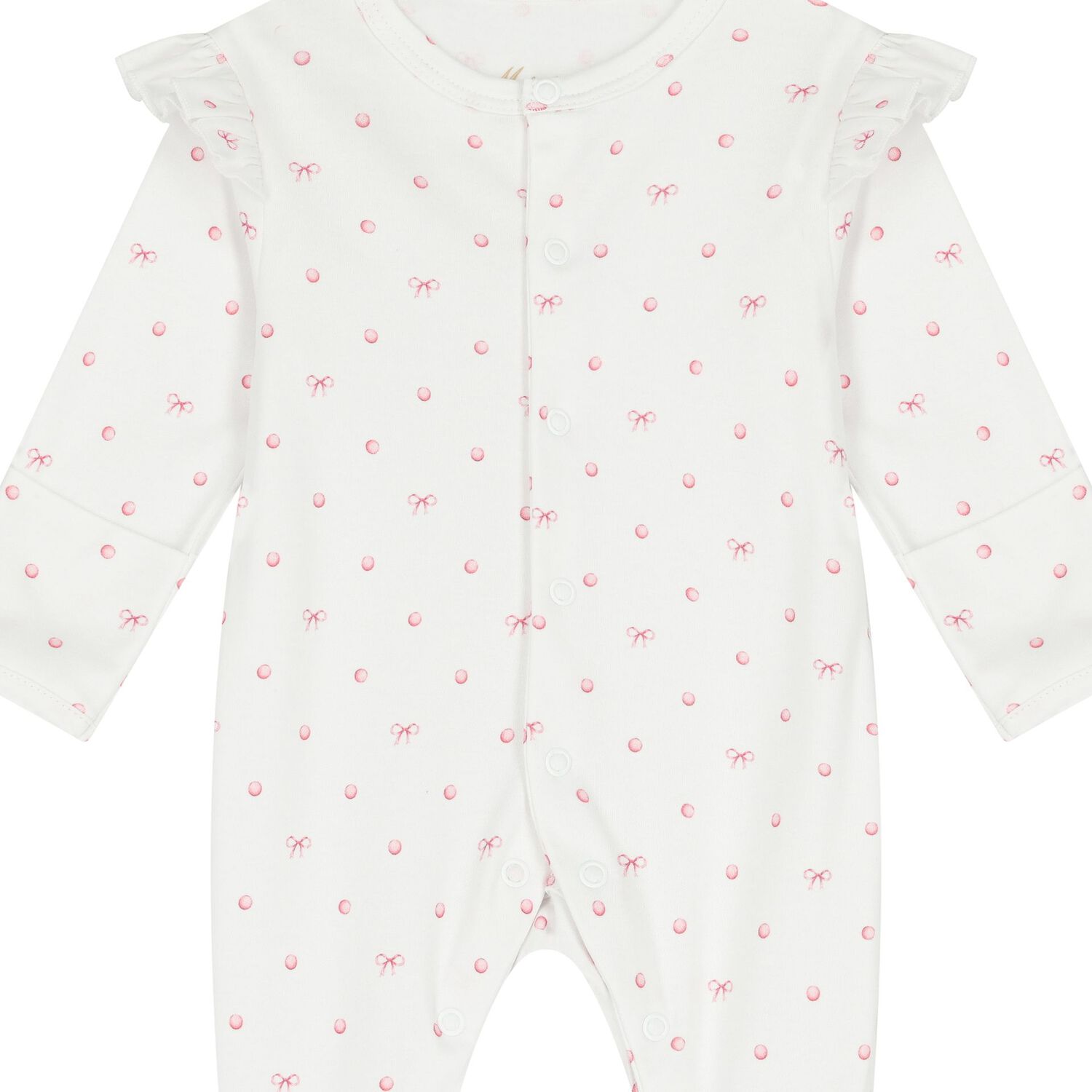 Baby Girls White & Pink Bow Babygrow, 1, hi-res
