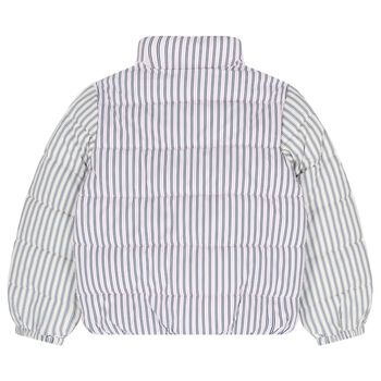 Girls Pink & Blue Stripe Puffer Jacket