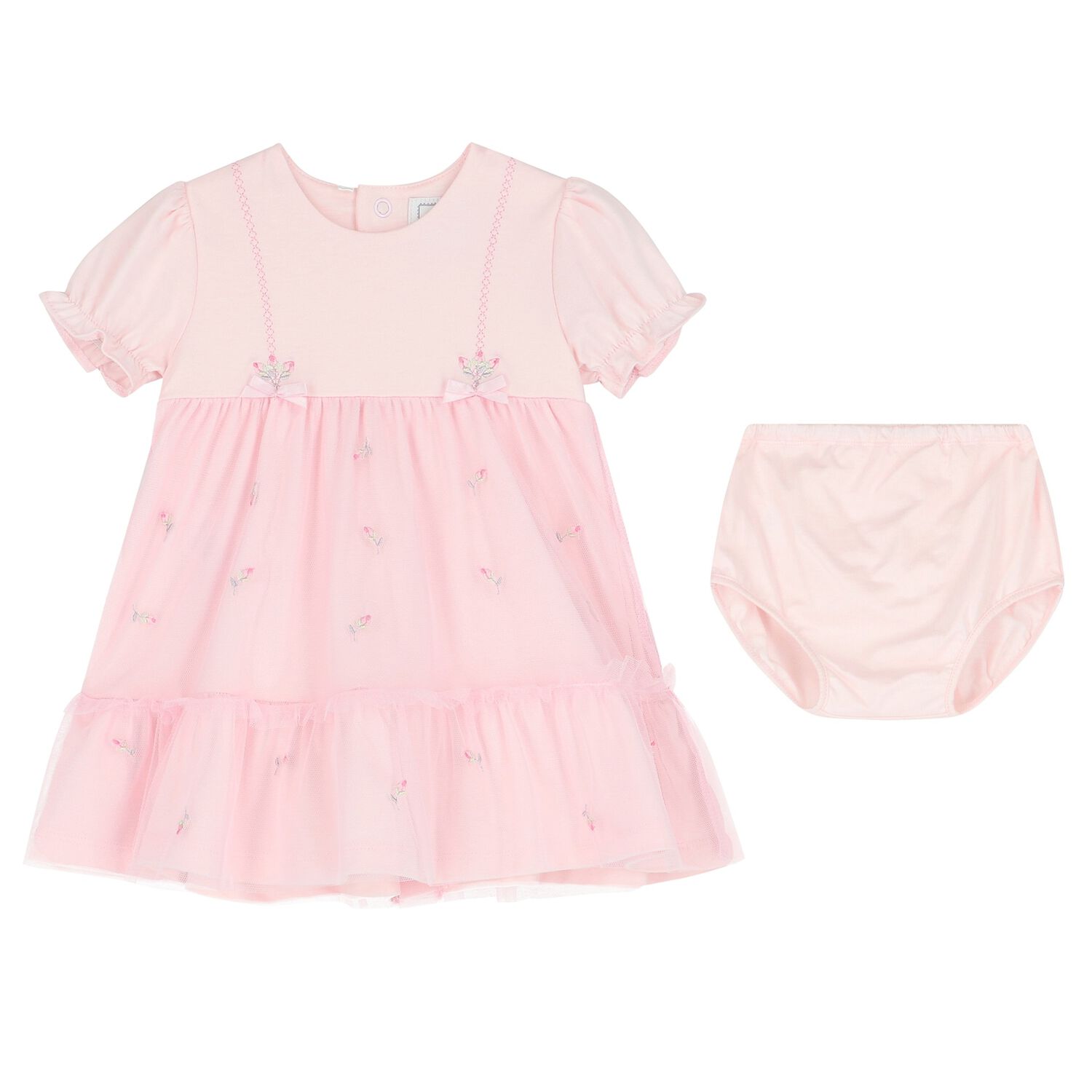 Baby Girls Pink Tulle Dress Set, 1, hi-res