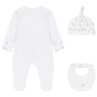 White & Beige Teddy Bear Babygrow Gift Set, 1, hi-res