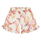 Younger Girls Ivory & Orange Butterfly Shorts Set, 1, hi-res