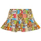  طقم تنورة بنات بشعار تيدي باللون الأبيض والبيج , 1, hi-res